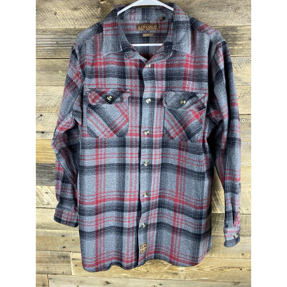 Lincoln Outfitters Men Sz XLT  Plaid Heavy Flannel Button Down Long Sleeve Shirt